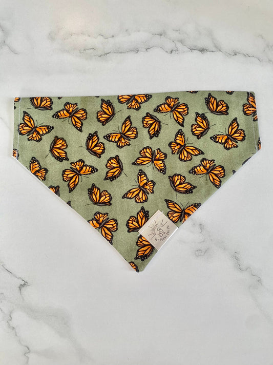 Over the Collar Dog Bandana-Monarch Butterfly-Butterfly Bandana-Bandana-Personalized Dog Bandana-Customized Dog Bandana-Spring Dog Bandana