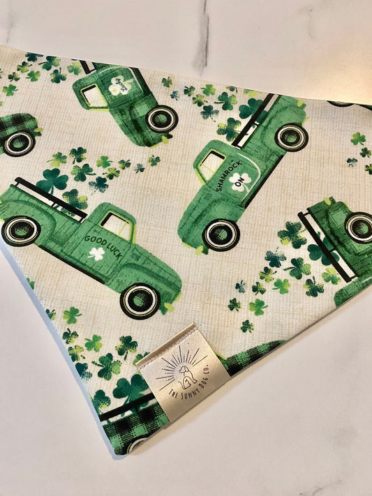 Over the Collar Dog Bandana-Tie on Bandana-St Paddy Day Truck-St Patrick’s Day Bandana-Personalized Dog Bandana-Customized Dog Bandana