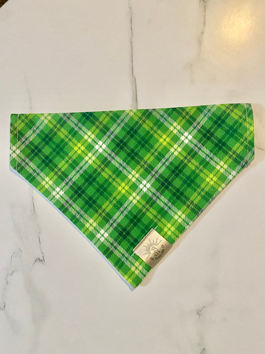 Over the Collar Dog Bandana-Tie on Bandana-St Patrick Day Plaid-St Patrick’s Day Bandana-Personalized Dog Bandana-Customized Dog Bandana