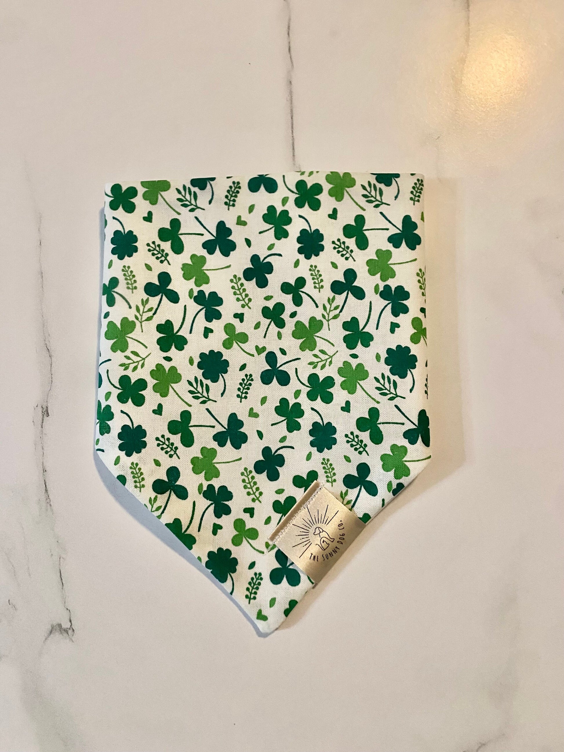 Over the Collar Dog Bandana-Tie on Bandana-4 Leaf Clover-St Patrick’s Day Bandana-Personalized Dog Bandana-Customized Dog Bandana