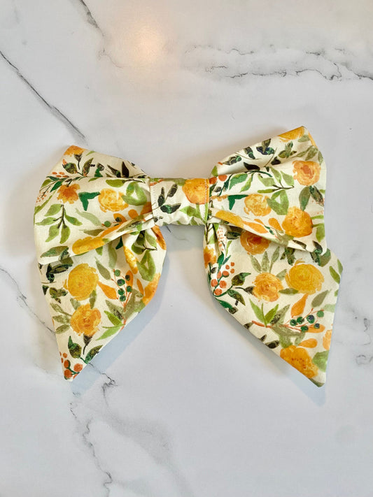 Over the Collar Dog Bow Tie-Yellow Floral Bow Tie-Standard Bow-Sailor Bow-Spring Dog Bow Tie-Floral Dog Bandana-Spring Bow Tie