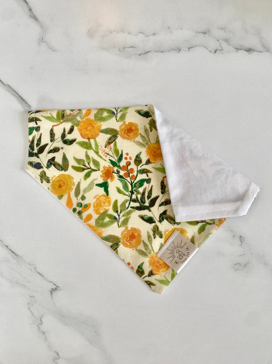 Over the Collar Dog Bandana-Yellow Flowers-Floral Dog Bandana-Bandana-Personalized Dog Bandana-Customized Dog Bandana-Spring Dog Bandana